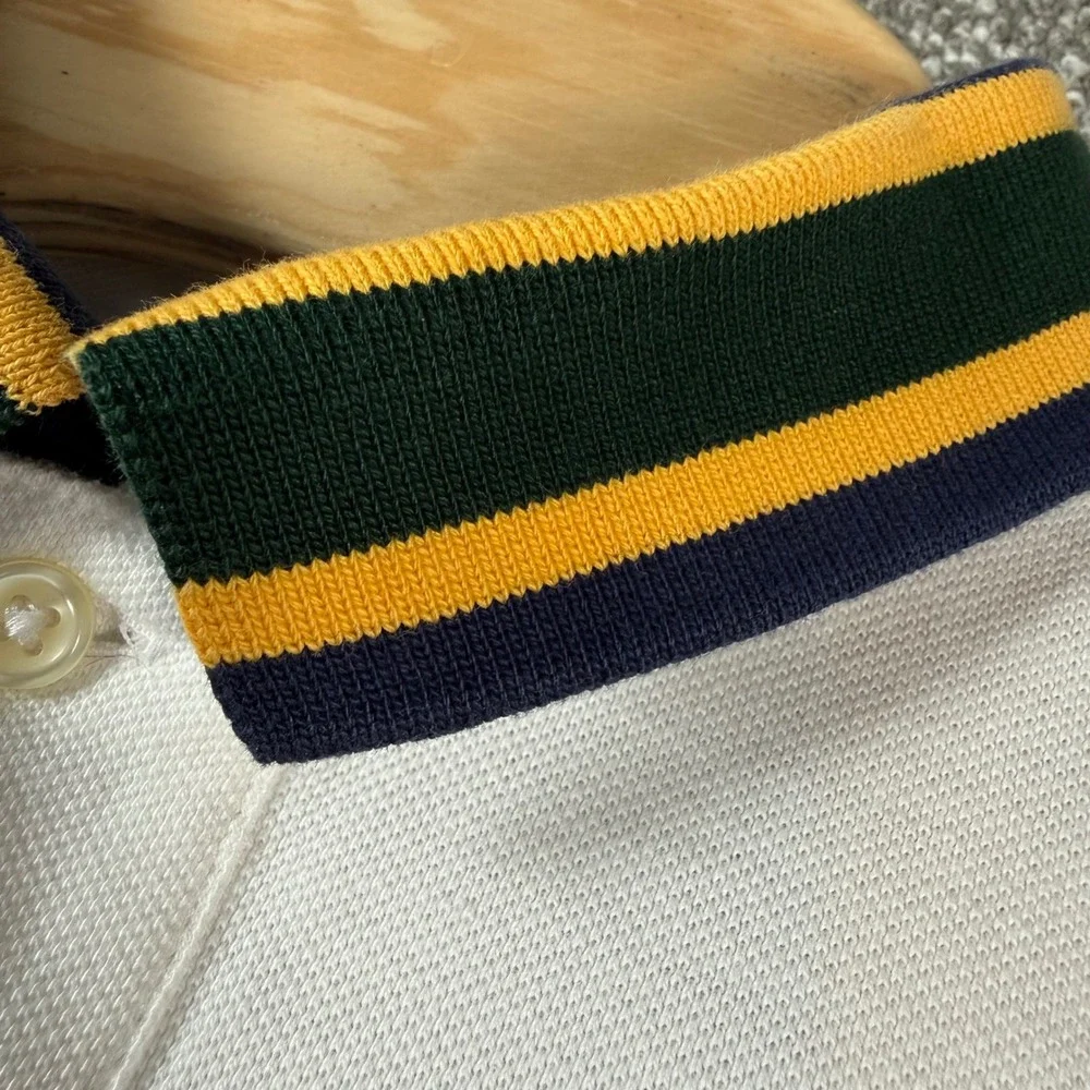 Polo Ralph Lauren Big Pony Crest Polo Shirt Men XL White Custom Slim Fit Striped